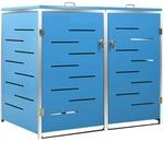 DELUKE 2er M&uuml;lltonnenbox JAGU Edelstahl Blau 115,5x138x77,5cm...
