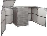 Proregal 3er-M&uuml;lltonnenverkleidung HxBxT 110x195x66 cm Poly-Rattan 3x120L Grau