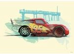 Disney Poster Cars Lightning Mcqueen Rot Blau und Creme-Beige 70 x 50 cm 612149