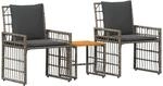 vidaXL Gartenm&ouml;bel Set 3-Tlg Grau und Dunkelgrau Stahl und Poly Rattan 42025141