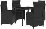vidaXL Outdoortisch-Set 5 Stk Schwarz 90 x 90 x 75 cm Poly-Rattan 3422293