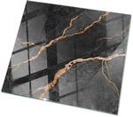 Tulup Tischplatte Marmormuster mit Adern Couchtischplatte 50x50 cm Schwarz