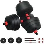 vidaXL 2-In-1 Kurzhantel Langhantel Set 20kg Schwarz und Rot 42023463