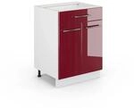 Vicco Badschrank Fame-Line Bordeaux Hochglanz/Wei&szlig; 60 x 82 cm mit Schublade...