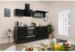 Respekta Premium K&uuml;chenzeile 220 cm Schwarz Hochglanz-Eiche Grau