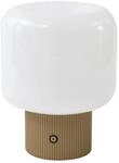 Lucande LED Tischlampe Katrin Palme 10039968 Dimmbar Modern in Creme aus Glas