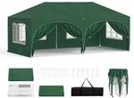 WOLTU Pavillon 3x6 m Wasserabweisend UV-Schutz 50+ H&ouml;henverstellbar Gr&uuml;n