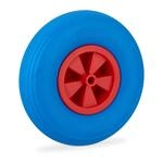 Relaxdays Schubkarrenrad Vollgummi Kunststoff Blau Rot Pannensicher Gleitlager 3.50-6