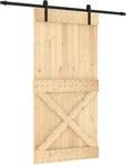 vidaXL Schiebet&uuml;r Natur und Schwarz 100 x 210 cm Massivkiefer 3444928