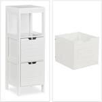 Relaxdays Badezimmerschrank MDF Wei&szlig; Mit Auszugsstopp 90 cm x 30 cm x 30 cm