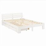 Homestyle4u Holzbett 180x200 mit 2 Matratzen und Bettk&auml;sten in Wei&szlig; 3217