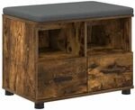 vidaXL Flurbank mit Kissen mit Regal Ger&auml;ucherte Eiche 60 x 38 x 46 cm 891452