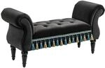 HOMCOM Sitzbank mit Holzbeine bis 150 kg Belastbar Dunkelgrau 117 x 40 x 58 cm