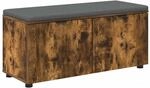 vidaXL Flurbank mit Kissen mit T&uuml;r Ger&auml;ucherte Eiche 100 x 38 x 46 cm 891492