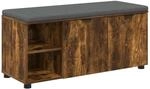 vidaXL Flurbank mit Kissen mit T&uuml;r Ger&auml;ucherte Eiche 100 x 38 x 46 cm 891516