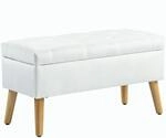 HOMCOM Sitzbank Polyester Schaumstoff Wei&szlig; 80L x 35B x 40H cm