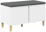 vidaXL Flurbank mit Kissen mit Speicher mit T&uuml;r Wei&szlig; 80 x 38 x 46 cm 891528