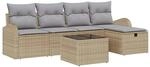 vidaXL Sofa Set mit Kissen mit Speicher Beige und Hellgrau Poly-Rattan 3359069