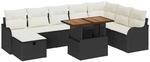 vidaXL Garten-Sofa-Set mit Kissen 9-Tlg Schwarz Poly Rattan 3359953