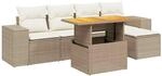 vidaXL 6-Tlg Garten-Sofagarnitur mit Kissen Beige Poly Rattan 3275921