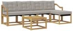 vidaXL Outdoor-Sofagarnitur mit Kissen 6-Tlg Wei&szlig; und Hellgrau 3389413