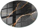 Tulup Tischplatte Marmormuster mit Adern Tischplatte aus Glas 70x70 cm Schwarz
