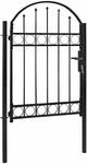 vidaXL Zauntor mit Gew&ouml;lbter Oberseite Stahl 104 x 125 cm Schwarz 143085