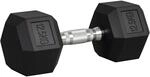HOMCOM Hexagon Kurzhantel Griff Ger&auml;ndelt Gewichte Metall Gummi Schwarz 1x12,5Kg