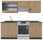 Vicco R-Line K&uuml;chenzeile Artisan Eiche/Anthrazit 200 cm AP Anthrazit ohne E-Ger&auml;te