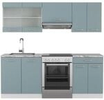 Vicco R-Line K&uuml;chenzeile Blau-Grau/Wei&szlig; 200 cm ohne Arbeitsplatte ohne E-Ger&auml;te