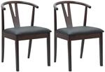 vidaXL Esszimmerstuhl 2 Stk Hellbraun und Schwarz Massives Gummiholz 42020403