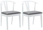 vidaXL Esszimmerstuhl 2 Stk Wei&szlig; und Grau Massives Gummiholz 42020406