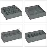 Relaxdays Unterw&auml;sche Organizer Set Vliesstoff Pappe Hellgrau Faltbar 9 cm x 32 cm x