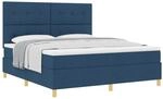 vidaXL Boxspringbett mit Matratze mit Kopfteil Blau 180 x 200 cm Stoff 3339643