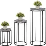 Outsunny Blumenst&auml;nder Set Metal Schwarz Grau &Oslash;22 x 30,5H cm