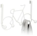 Relaxdays Kleiderhaken Fahrrad Stahl Wei&szlig; 5 Haken 22 cm x 32 cm x 10 cm