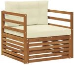 vidaXL Outdoor-Sofagarnitur Massives Akazienholz und Polyester Natur 3436375