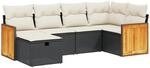 vidaXL 6-tlg Garten-Sofagarnitur mit Kissen Schwarz Poly Rattan Modell 121