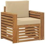 vidaXL Outdoor-Sofagarnitur mit Kissen Natur 79 x 63 x 73 cm 3436363