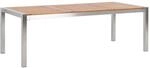 Beliani Gartentisch GROSSETO Heller Holzfarbton Silber 220x100x74