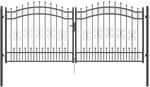vidaXL Zauntor mit Speer-Top mit Schloss Grau 305 x 125 cm Stahl 42009044