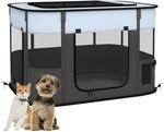 PawHut Welpenauslauf Oxford-Stoff Nylonnetz Grau 94L x 74B x 60H cm