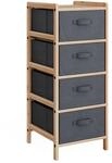 Vicco Kommode Bruno Grau 35 x 86 cm mit 4 Stoffschubladen