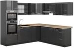 Vicco R-Line Eckk&uuml;che Anthrazit Hochglanz/Anthrazit 237 x 247 cm AP Eiche ohne