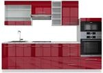 Vicco Fame-Line K&uuml;chenzeile Bordeaux Hochglanz/Wei&szlig; 280 cm AP Marmor ohne...
