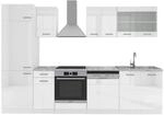 Vicco R-Line K&uuml;chenzeile Wei&szlig; Hochglanz/Wei&szlig; 300 cm AP Marmor ohne E-Ger&auml;te