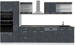 Vicco R-Line Komplettk&uuml;che Schwarz Beton/Wei&szlig; 350 cm AP Anthrazit ohne...