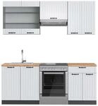 Vicco Fame-Line K&uuml;chenzeile Wei&szlig; Landhaus/Anthrazit 200 cm AP Eiche ohne...