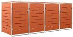 DELUKE 4er M&uuml;lltonnenbox JAGU Edelstahl Orange 115,5x276,5x77,5cm