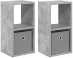 vidaXL Nachttisch 2 Stk Beton Grau 25,5 x 22 x 49,5 cm Holzwerkstoff 8000603